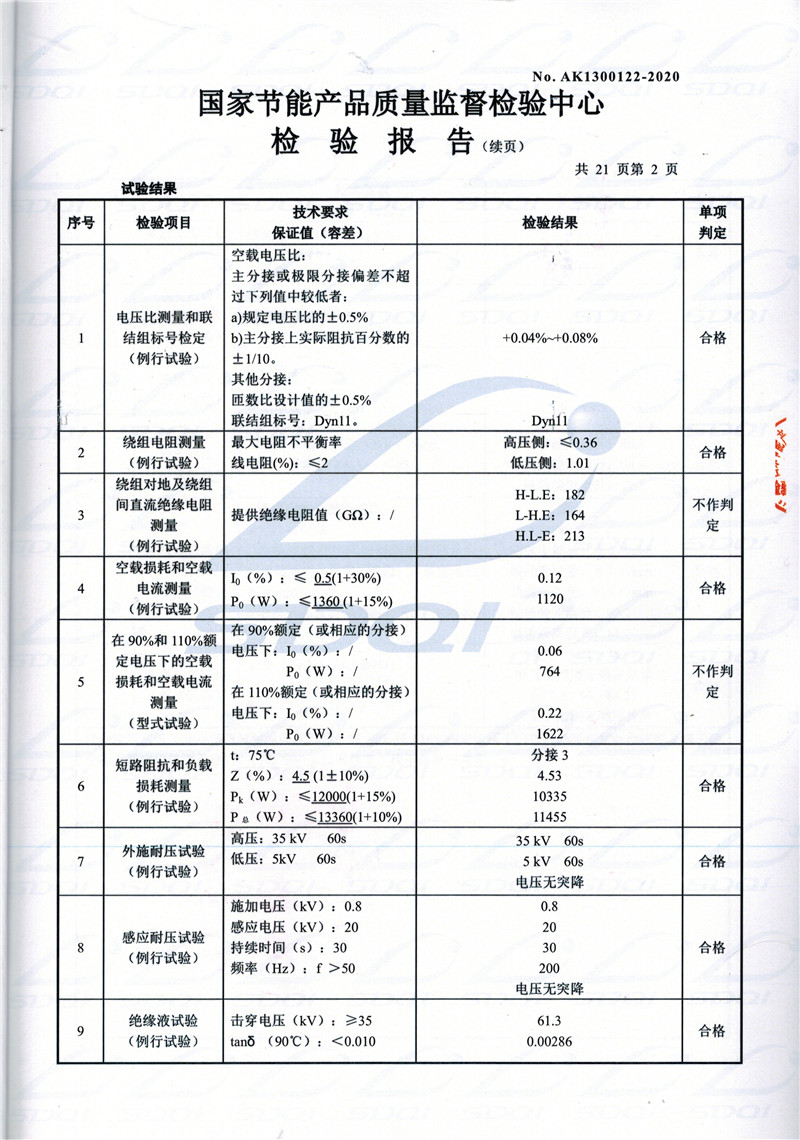高低压试验报告-S11-1250定兴定兴定兴油浸式变压器-2.jpg